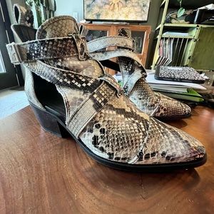 All saints heeled booties with cutouts/straps